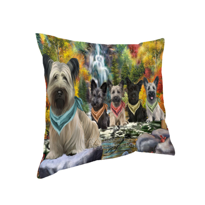 Scenic Waterfall Skye Terrier Dogs Pillow with Top Quality High-Resolution Images - Ultra Soft Pet Pillows for Sleeping - Reversible & Comfort - Ideal Gift for Dog Lover - Cushion for Sofa Couch Bed - 100% Polyester