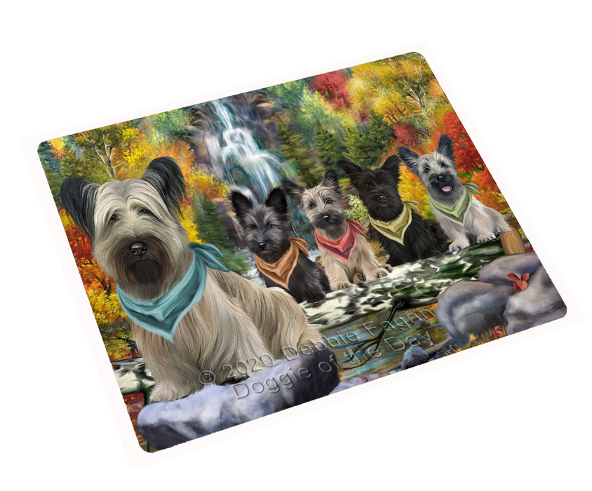 Scenic Waterfall Skye Terrier Dogs Cutting Board - For Kitchen - Scratch & Stain Resistant - Designed To Stay In Place - Easy To Clean By Hand - Perfect for Chopping Meats, Vegetables