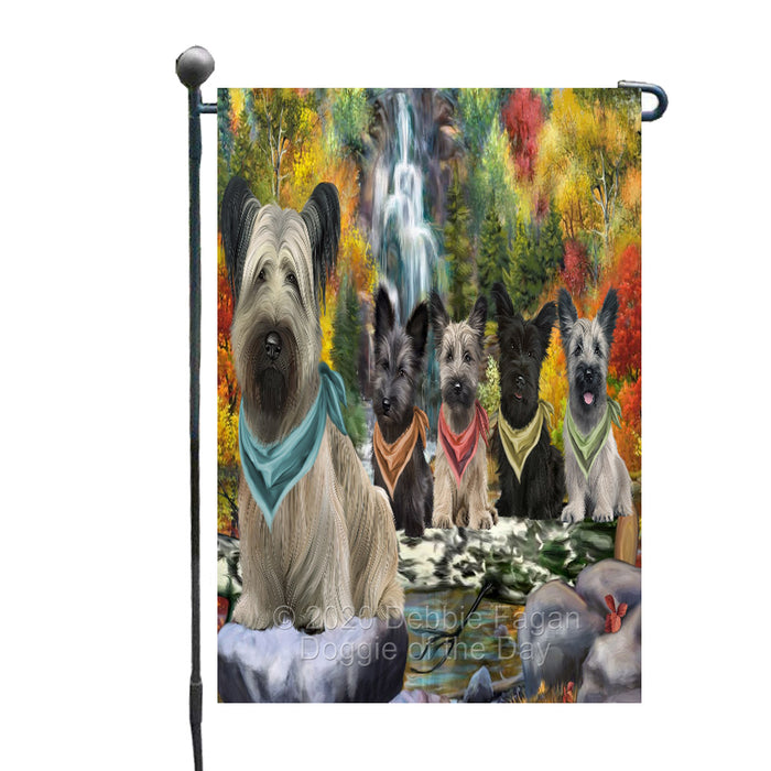 Scenic Waterfall Skye Terrier Dogs Garden Flags Outdoor Decor for Homes and Gardens Double Sided Garden Yard Spring Decorative Vertical Home Flags Garden Porch Lawn Flag for Decorations