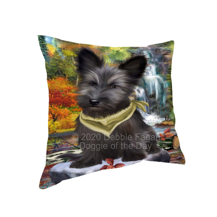 Scenic Waterfall Skye Terrier Dog Pillow with Top Quality High-Resolution Images - Ultra Soft Pet Pillows for Sleeping - Reversible & Comfort - Ideal Gift for Dog Lover - Cushion for Sofa Couch Bed - 100% Polyester, PILA92701