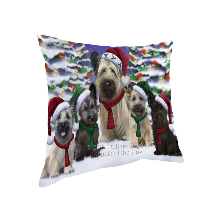 Christmas Happy Holidays Skye Terrier Dogs Family Portrait Pillow with Top Quality High-Resolution Images - Ultra Soft Pet Pillows for Sleeping - Reversible & Comfort - Ideal Gift for Dog Lover - Cushion for Sofa Couch Bed - 100% Polyester