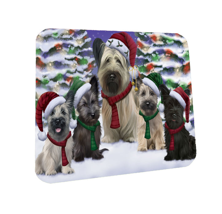 Christmas Happy Holidays Skye Terrier Dogs Family Portrait Coasters Set of 4 CSTA58179