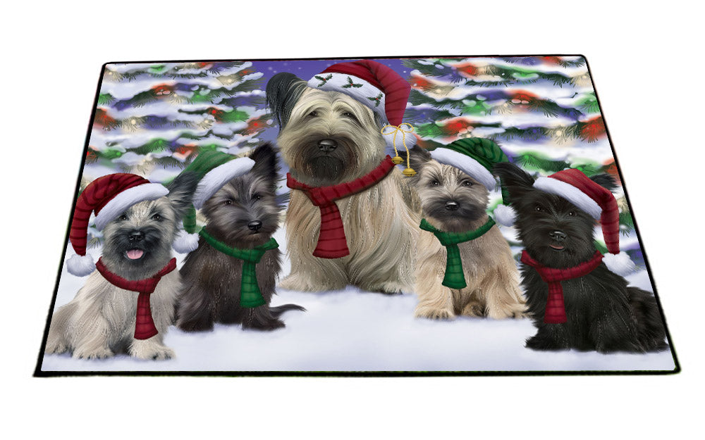 Christmas Happy Holidays Springer Spaniel Dogs Family Portrait Floormat FLMS55534