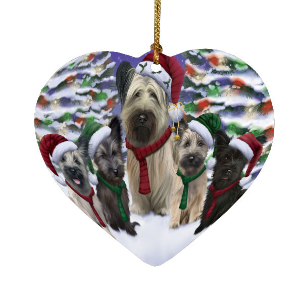 Christmas Happy Holidays Skye Terrier Dogs Family Portrait Heart Christmas Ornament HPORA58940