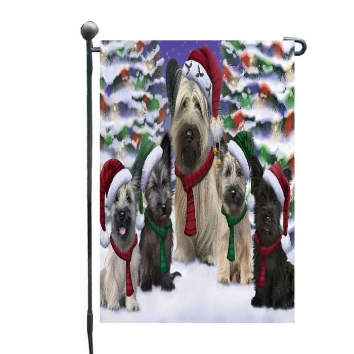 Christmas Happy Holidays Skye Terrier Dogs Family Portrait Garden Flags Outdoor Decor for Homes and Gardens Double Sided Garden Yard Spring Decorative Vertical Home Flags Garden Porch Lawn Flag for Decorations