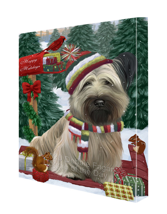 Christmas Woodland Sled Skye Terrier Dog Canvas Wall Art - Premium Quality Ready to Hang Room Decor Wall Art Canvas - Unique Animal Printed Digital Painting for Decoration CVS603