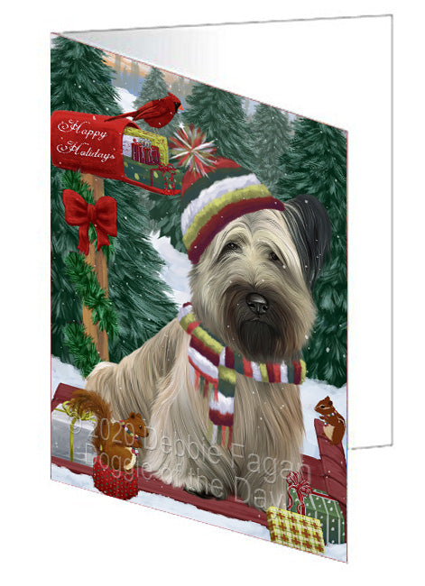 Christmas Woodland Sled Skye Terrier Dog Handmade Artwork Assorted Pets Greeting Cards and Note Cards with Envelopes for All Occasions and Holiday Seasons