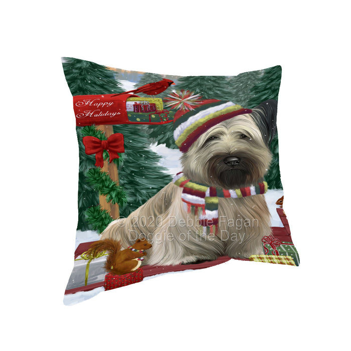 Christmas Woodland Sled Skye Terrier Dog Pillow with Top Quality High-Resolution Images - Ultra Soft Pet Pillows for Sleeping - Reversible & Comfort - Ideal Gift for Dog Lover - Cushion for Sofa Couch Bed - 100% Polyester, PILA93634
