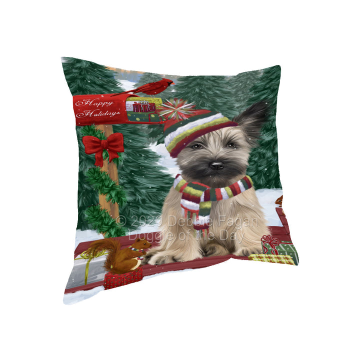 Christmas Woodland Sled Skye Terrier Dog Pillow with Top Quality High-Resolution Images - Ultra Soft Pet Pillows for Sleeping - Reversible & Comfort - Ideal Gift for Dog Lover - Cushion for Sofa Couch Bed - 100% Polyester, PILA93640