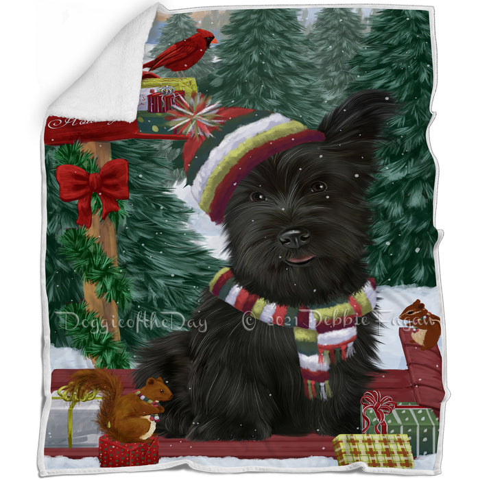 Merry Christmas Woodland Sled Skye Terrier Blanket BLNKT142728