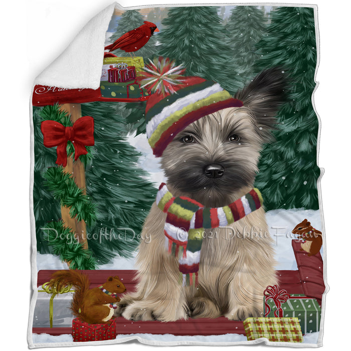 Merry Christmas Woodland Sled Skye Terrier Blanket BLNKT142729
