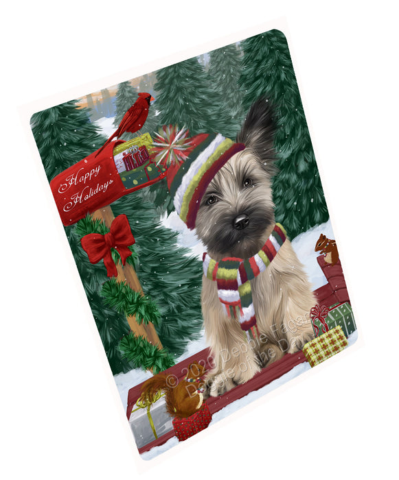 Christmas Woodland Sled Skye Terrier Dog Cutting Board - For Kitchen - Scratch & Stain Resistant - Designed To Stay In Place - Easy To Clean By Hand - Perfect for Chopping Meats, Vegetables, CA83830