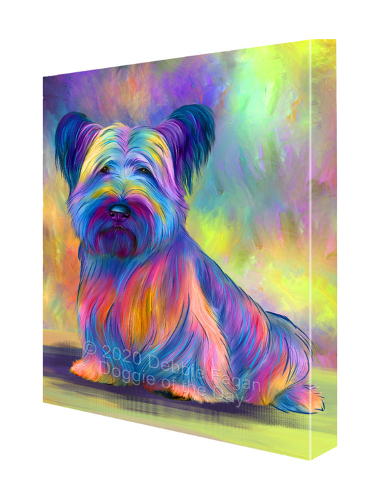 Paradise Wave Skye Terrier Dog Canvas Wall Art - Premium Quality Ready to Hang Room Decor Wall Art Canvas - Unique Animal Printed Digital Painting for Decoration