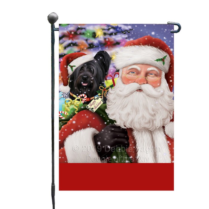 Personalized Santa Carrying Skye Terrier Black Dog and Christmas Presents Custom Garden Flag GFLG63837