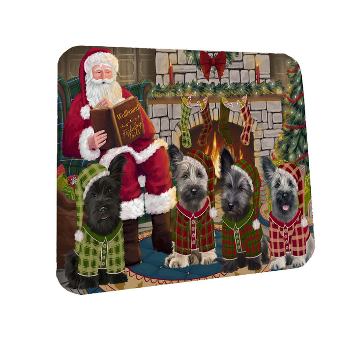 Christmas Cozy Fire Holiday Tails Skye Terrier Dogs Coasters Set of 4 CSTA58406