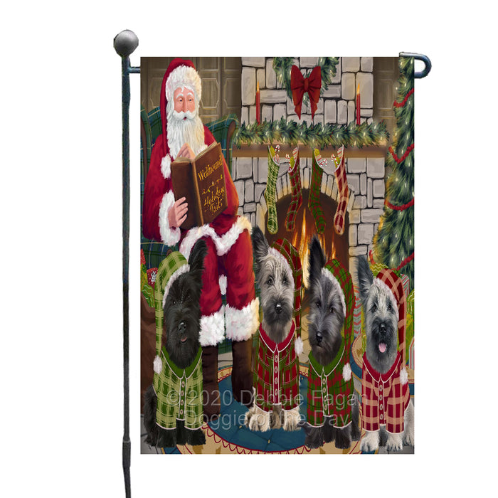 Christmas Cozy Fire Holiday Tails Skye Terrier Dogs Garden Flags Outdoor Decor for Homes and Gardens Double Sided Garden Yard Spring Decorative Vertical Home Flags Garden Porch Lawn Flag for Decorations