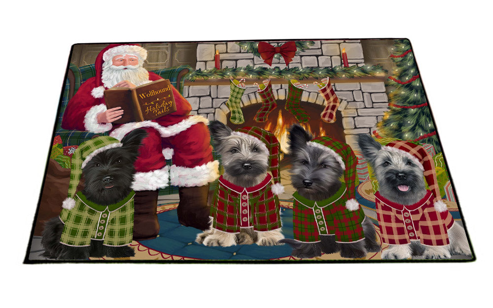 Christmas Cozy Fire Holiday Tails Springer Spaniel Dogs Floormat FLMS55750