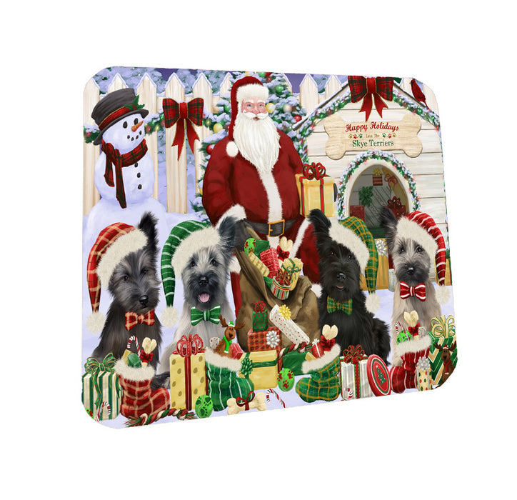 Christmas Dog house Gathering Skye Terrier Dogs Coasters Set of 4 CSTA58398