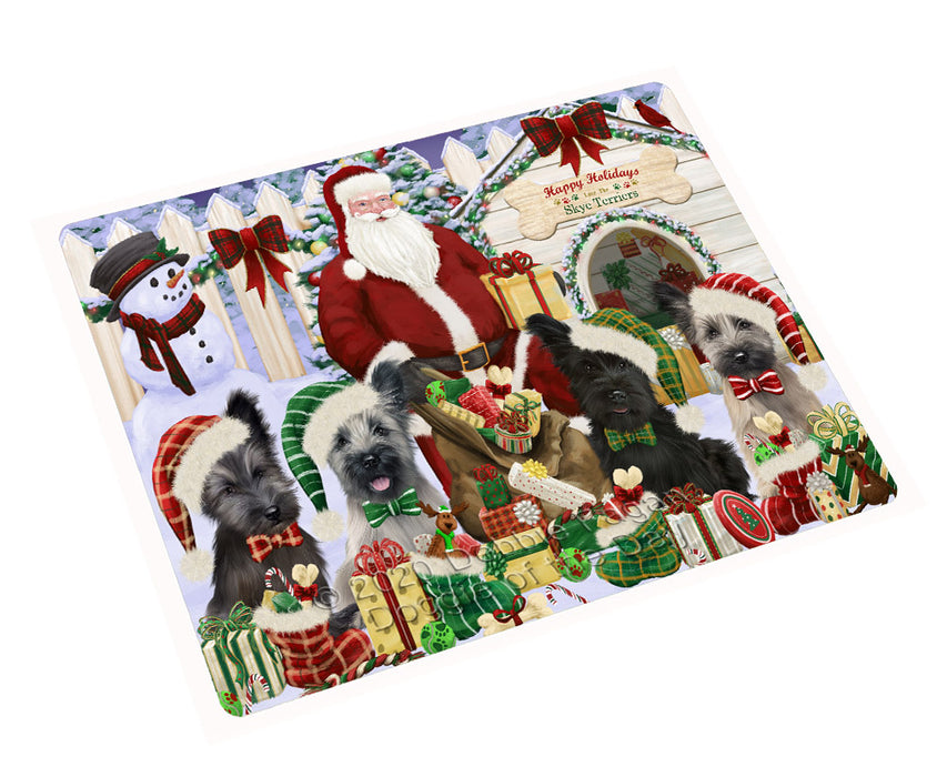 Christmas Dog house Gathering Skye Terrier Dogs Cutting Board - For Kitchen - Scratch & Stain Resistant - Designed To Stay In Place - Easy To Clean By Hand - Perfect for Chopping Meats, Vegetables