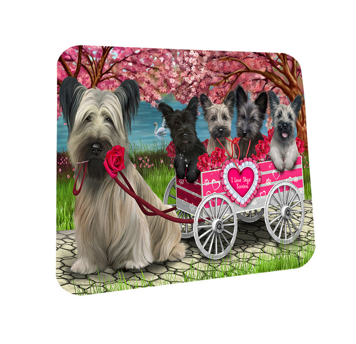 I Love Skye Terrier Dogs in a Cart Coasters Set of 4 CST57079