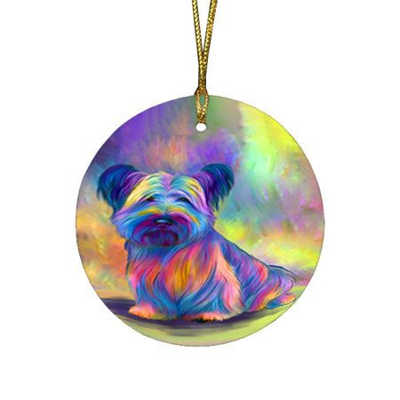 Paradise Wave Skye Terrier Dog Round Flat Christmas Ornament RFPOR57093