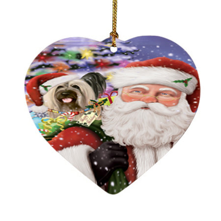 Santa Carrying Skye Terrier Dog and Christmas Presents Heart Christmas Ornament HPOR55888