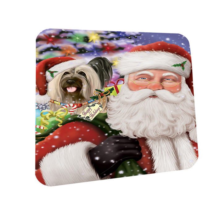 Santa Carrying Skye Terrier Dog and Christmas Presents Coasters Set of 4 CST55490
