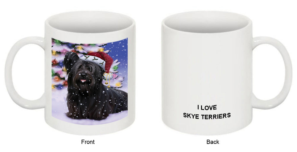 Winterland Wonderland Skye Terrier Dog In Christmas Holiday Scenic Background Coffee Mug MUG51127