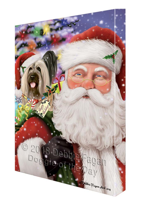 Santa Carrying Skye Terrier Dog and Christmas Presents Canvas Print Wall Art Décor CVS119717