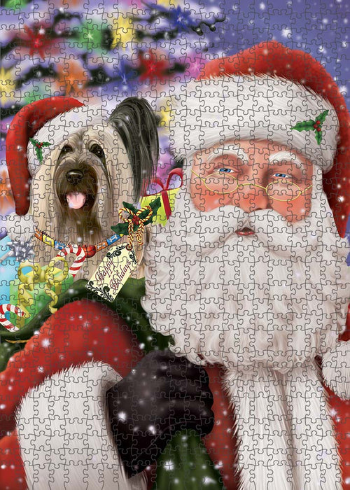 Santa Carrying Skye Terrier Dog and Christmas Presents Puzzle with Photo Tin PUZL90332