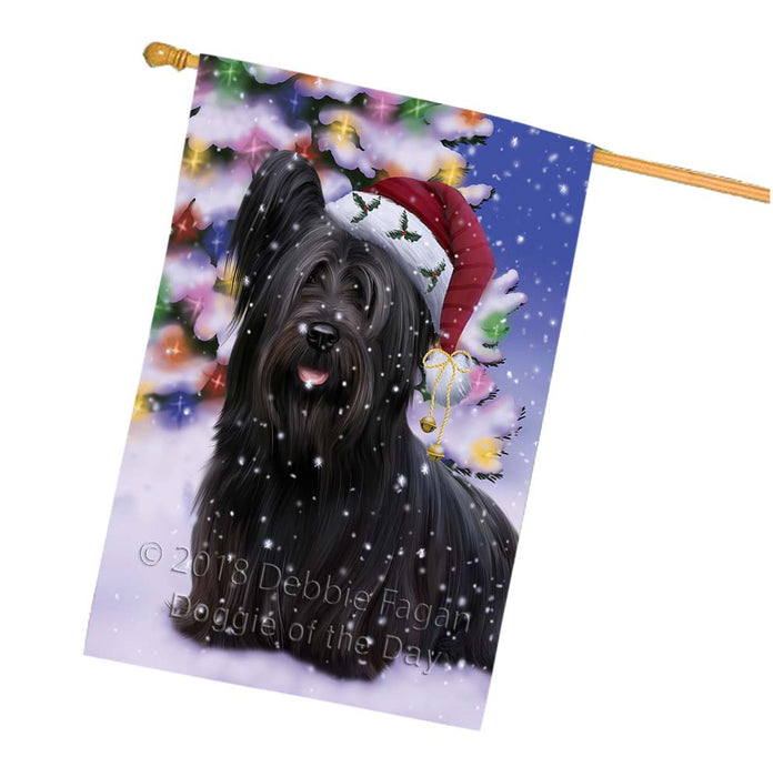 Winterland Wonderland Skye Terrier Dog In Christmas Holiday Scenic Background House Flag FLG56158