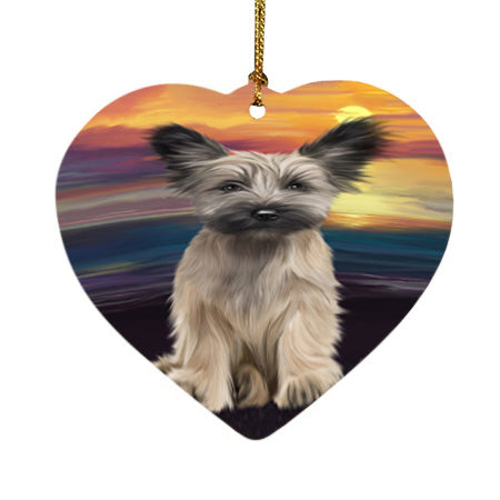 Sunset Skye Terrier Dog Heart Christmas Ornament HPOR58048