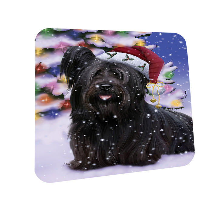 Winterland Wonderland Skye Terrier Dog In Christmas Holiday Scenic Background Coasters Set of 4 CST55687