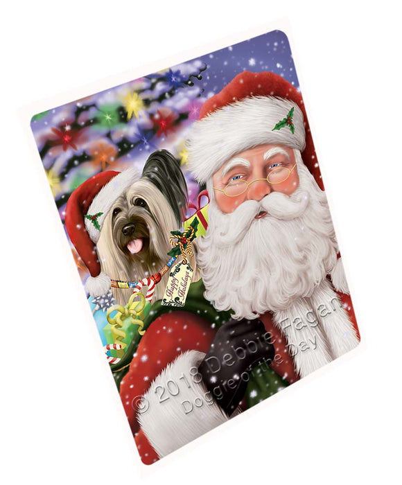 Santa Carrying Skye Terrier Dog and Christmas Presents Large Refrigerator / Dishwasher Magnet RMAG95460