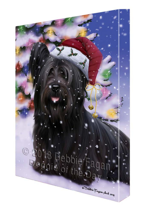Winterland Wonderland Skye Terrier Dog In Christmas Holiday Scenic Background Canvas Print Wall Art Décor CVS121490