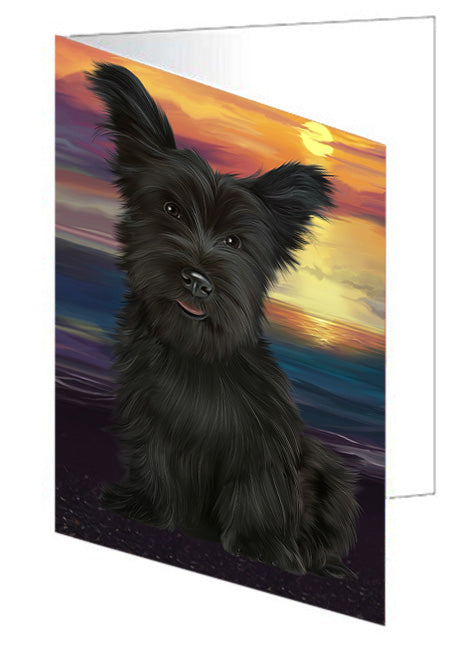 Sunset Skye Terrier Dog Handmade Artwork Assorted Pets Greeting Cards and Note Cards with Envelopes for All Occasions and Holiday Seasons GCD76991