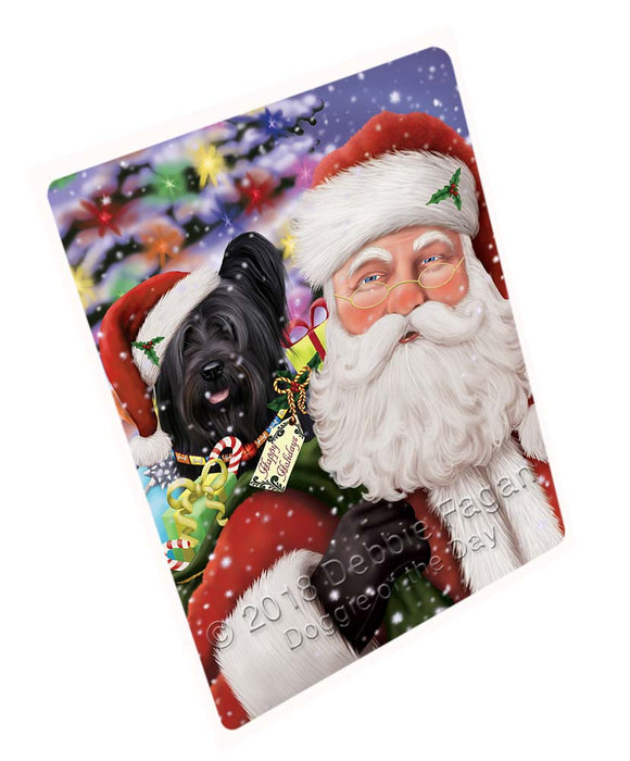 Santa Carrying Skye Terrier Dog and Christmas Presents Large Refrigerator / Dishwasher Magnet RMAG95466