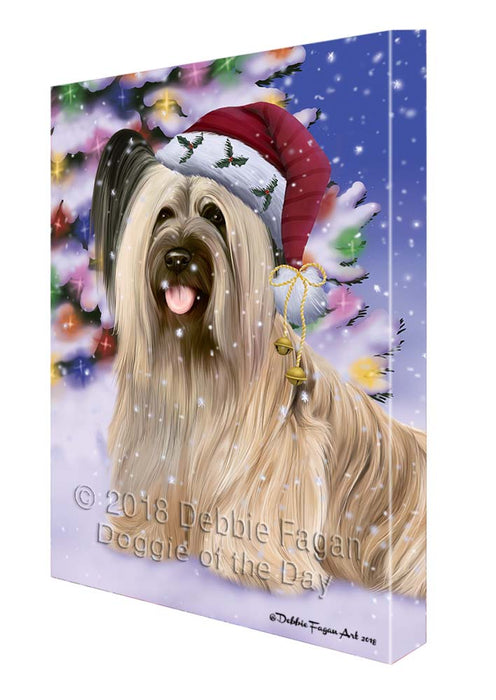 Winterland Wonderland Skye Terrier Dog In Christmas Holiday Scenic Background Canvas Print Wall Art Décor CVS121499