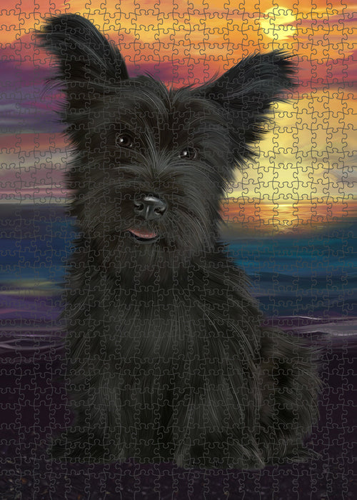 Sunset Skye Terrier Dog Portrait Jigsaw Puzzle for Adults Animal Interlocking Puzzle Game Unique Gift for Dog Lover's with Metal Tin Box PZL143