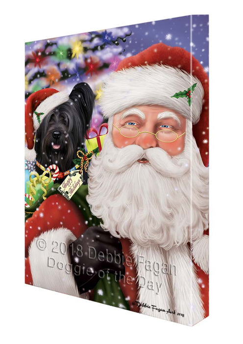 Santa Carrying Skye Terrier Dog and Christmas Presents Canvas Print Wall Art Décor CVS119726