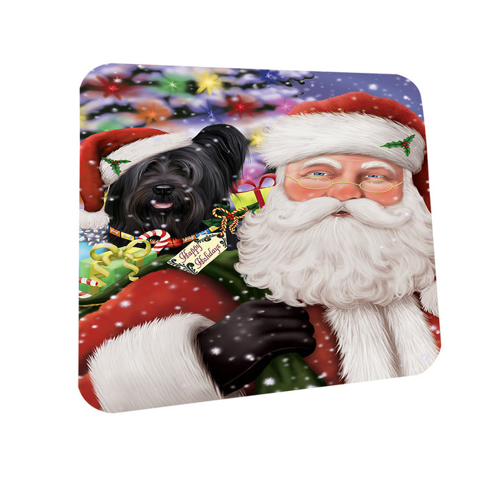 Santa Carrying Skye Terrier Dog and Christmas Presents Coasters Set of 4 CST55491