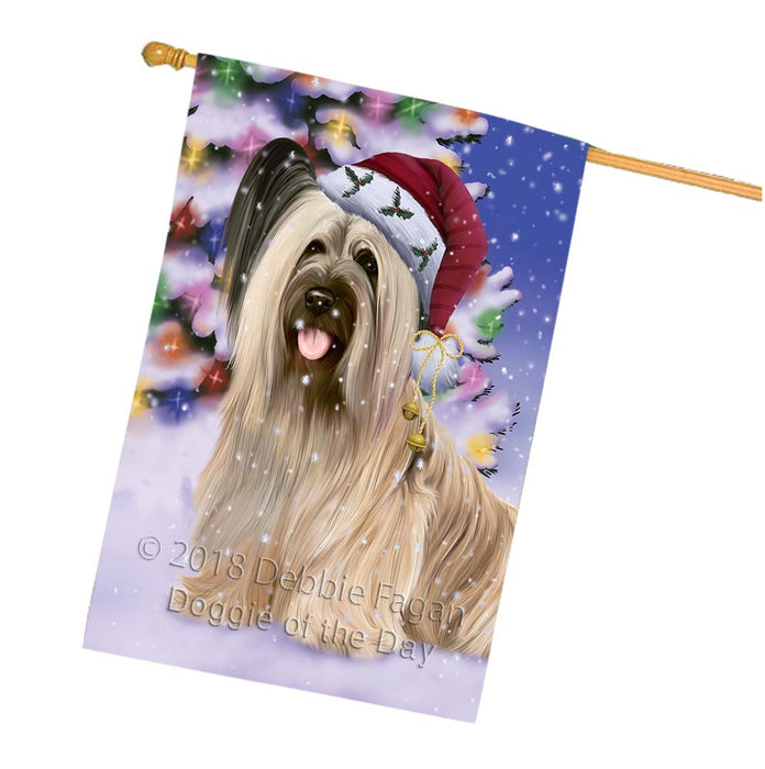 Winterland Wonderland Skye Terrier Dog In Christmas Holiday Scenic Background House Flag FLG56159