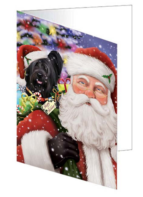Santa Carrying Skye Terrier Dog and Christmas Presents Handmade Artwork Assorted Pets Greeting Cards and Note Cards with Envelopes for All Occasions and Holiday Seasons GCD71114