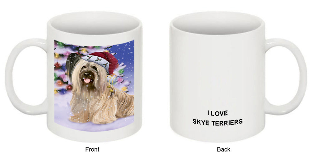 Winterland Wonderland Skye Terrier Dog In Christmas Holiday Scenic Background Coffee Mug MUG51128