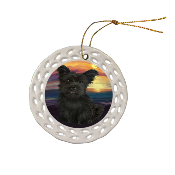 Sunset Skye Terrier Dog Ceramic Doily Ornament DPOR58049