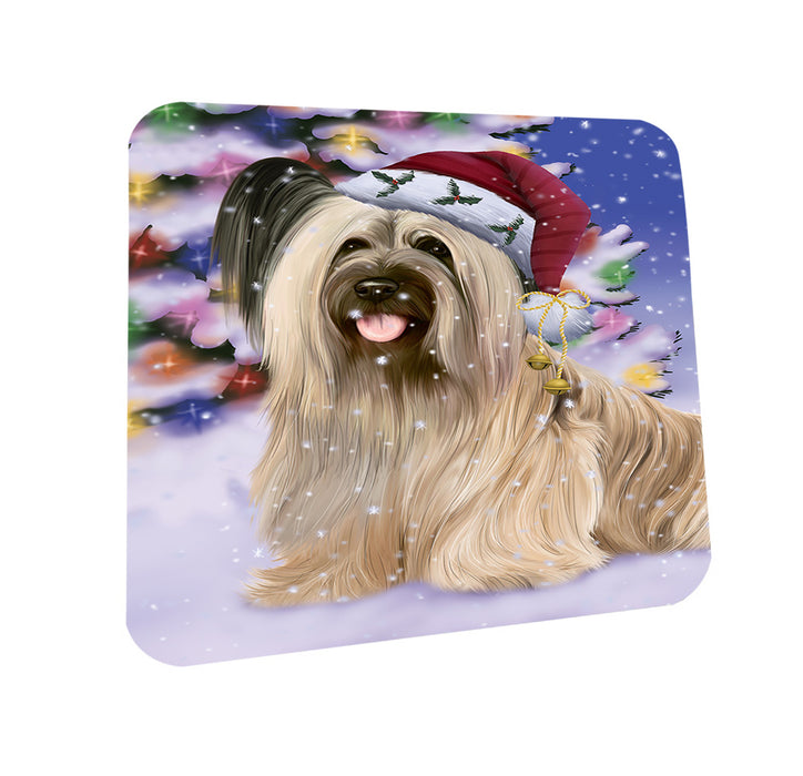 Winterland Wonderland Skye Terrier Dog In Christmas Holiday Scenic Background Coasters Set of 4 CST55688