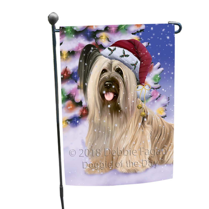 Winterland Wonderland Skye Terrier Dog In Christmas Holiday Scenic Background Garden Flag GFLG56023