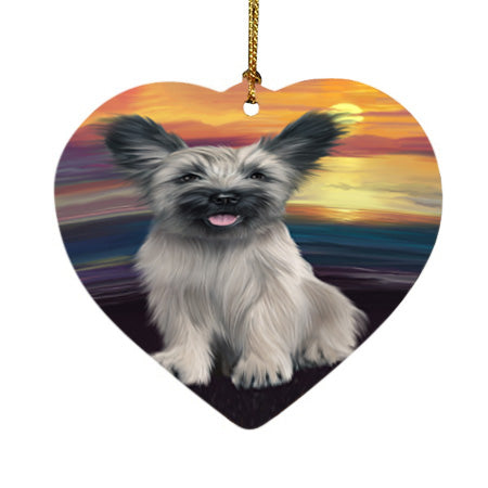 Sunset Skye Terrier Dog Heart Christmas Ornament HPOR58050
