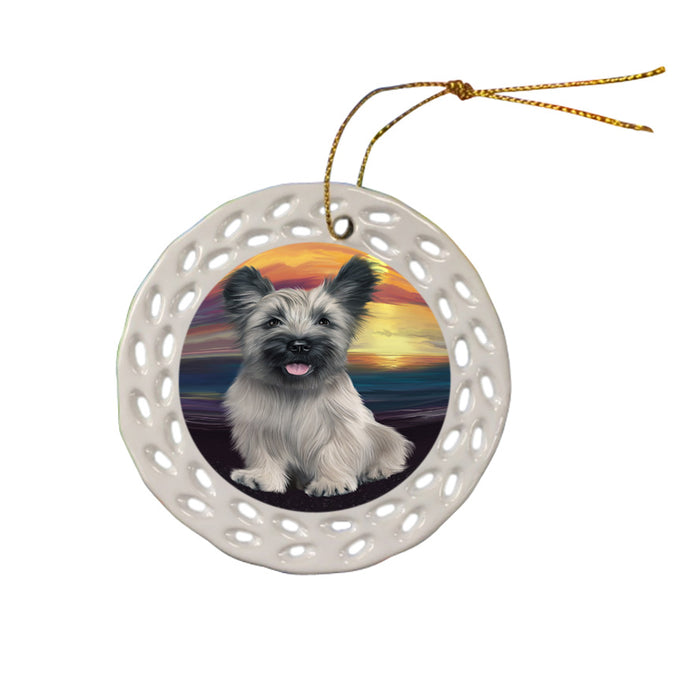 Sunset Skye Terrier Dog Ceramic Doily Ornament DPOR58050