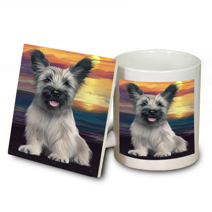 Sunset Skye Terrier Dog Mug and Coaster Set MUC57168